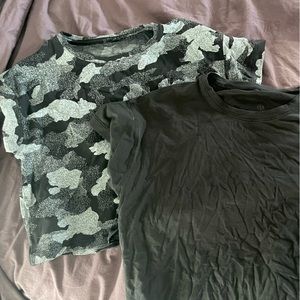 TWO Lululemon Cates t-shirts Sz 6 (black) and 4 (camo).